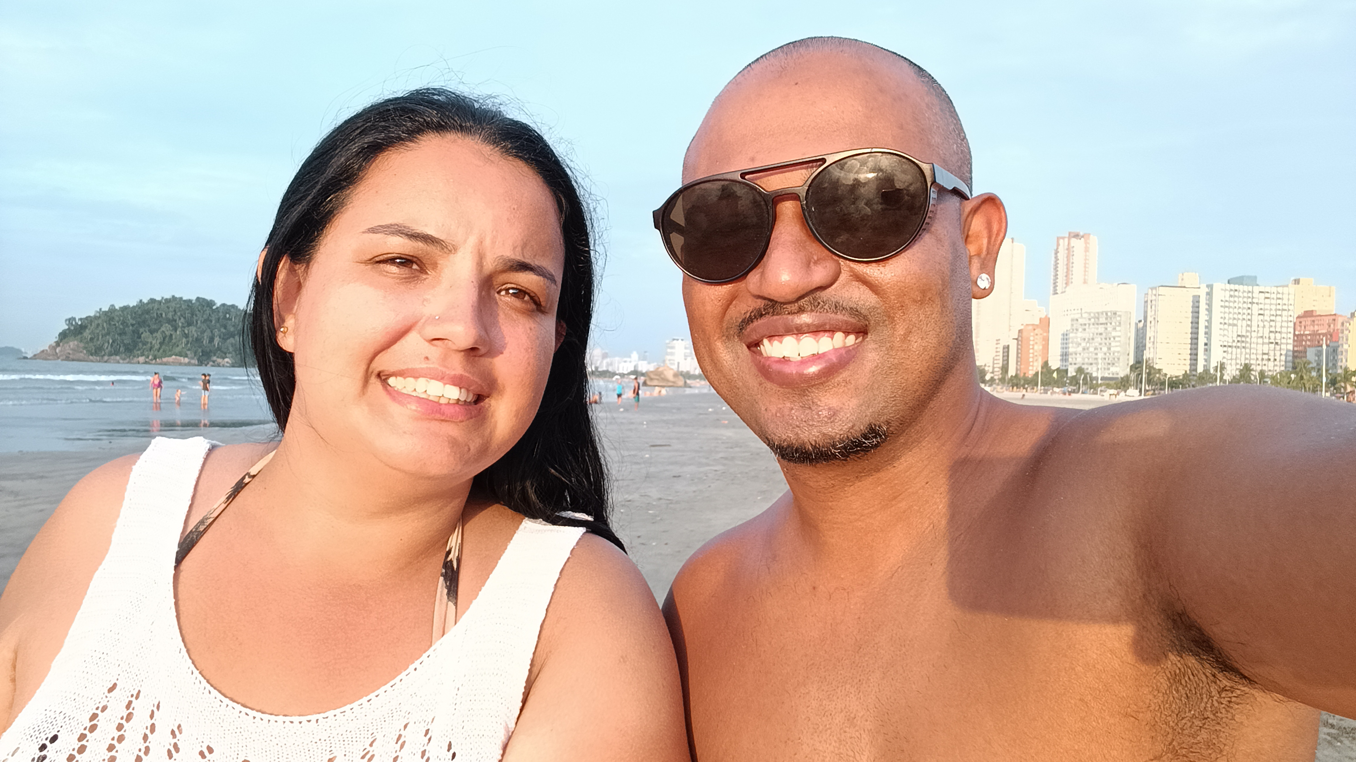 Dandy e Aline na praia